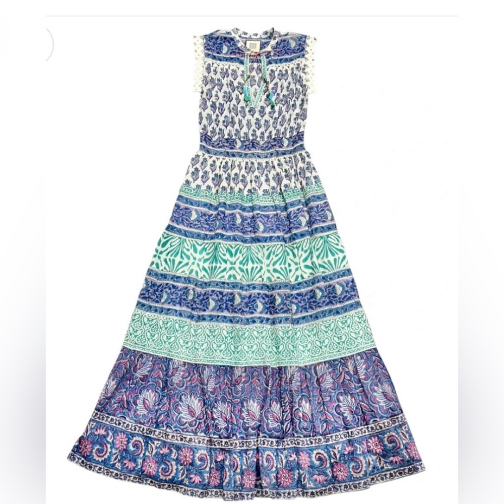 Bell By Alicia Bell Viv Maxi sleeveless Dress small cotton silk colorful - Picture 5 of 12